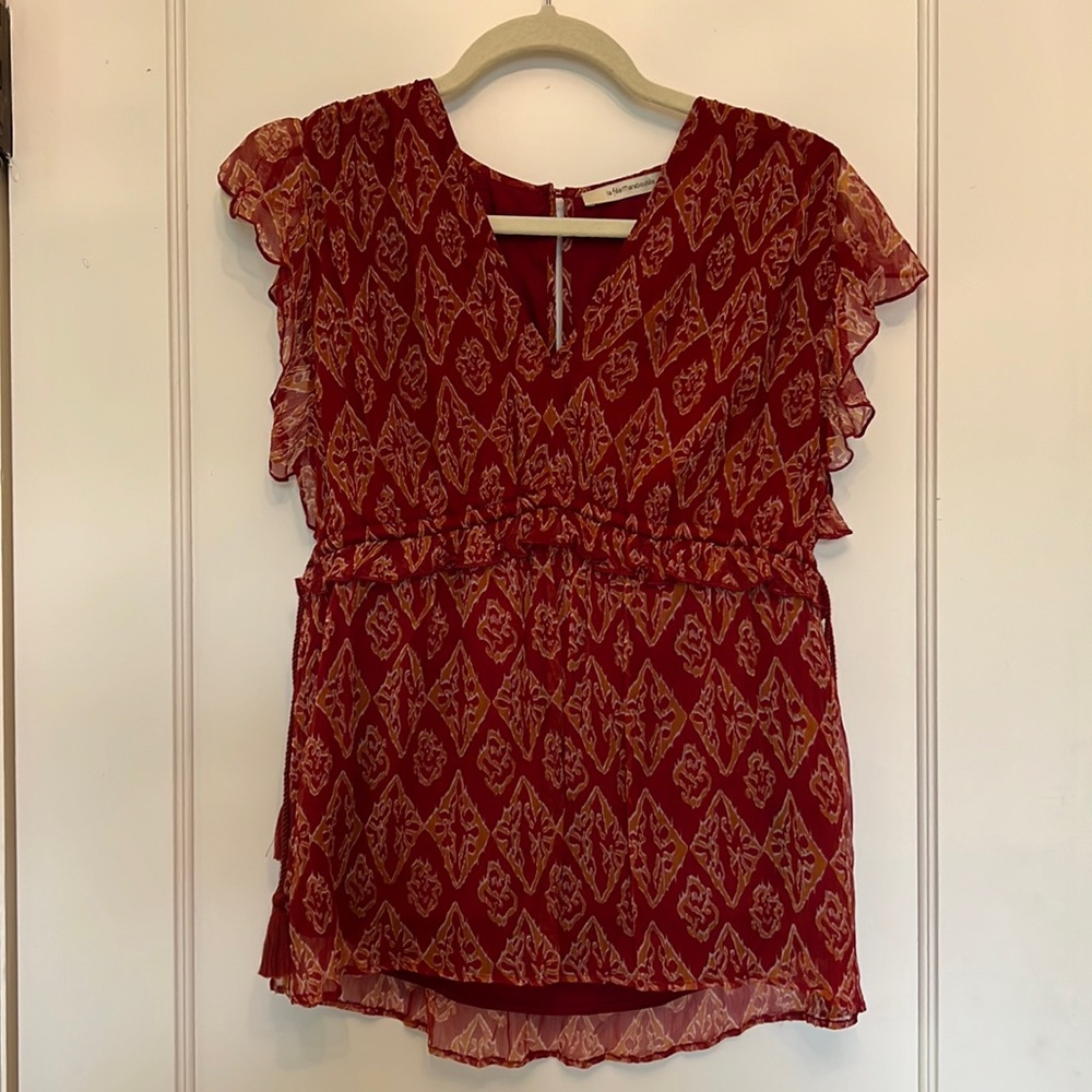 NWT red and orange flouncy top from French boutique